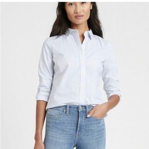 Brand New BR Riley Tailored Fit Long Sleeve, Size 6T white with blue stripes